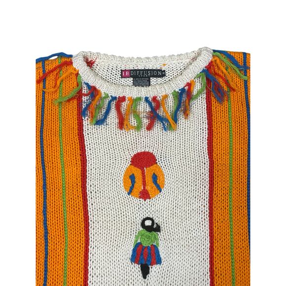 IB Diffusion Vintage 90s Sweater Women’s Small Boxy Southwest Snake Ladybug Art - Picture 6 of 9